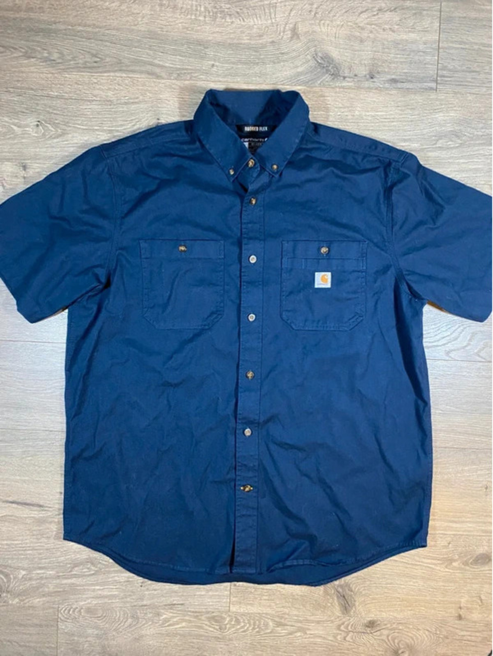 Carhartt Rugged Flex Rigby Men's XL Navy Short Sleeve Work Shirt 103555